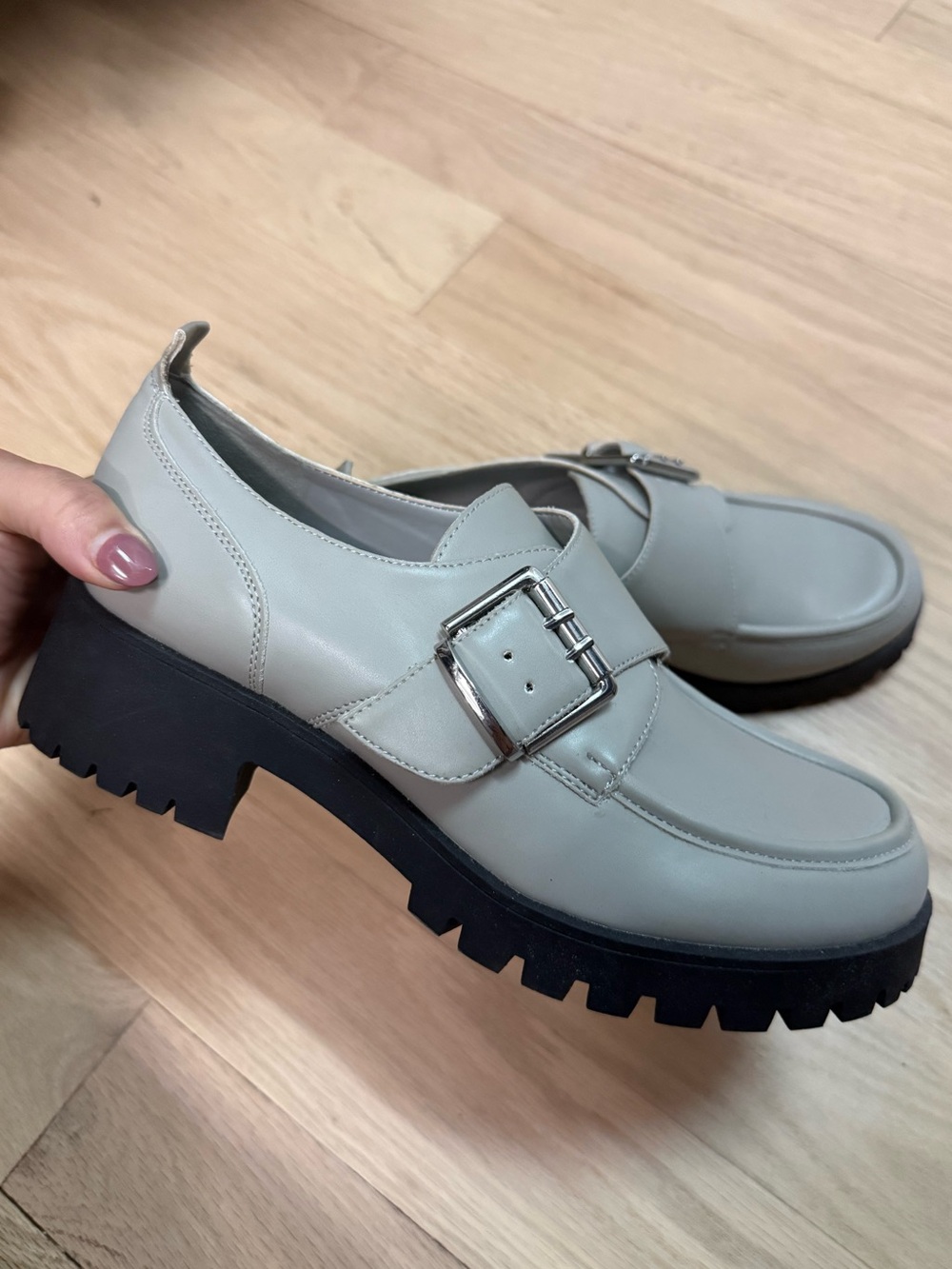 Marc Fisher Hazelton Lug Sole Gray Loafers